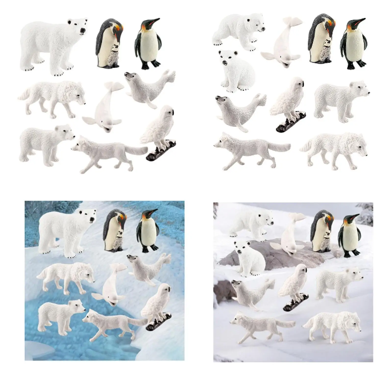 Realistic Arctic Animals Wildlife Animal Statues Figures Set Polar Animal Playset for Kids Toy Desk Ornament Birthday Gift