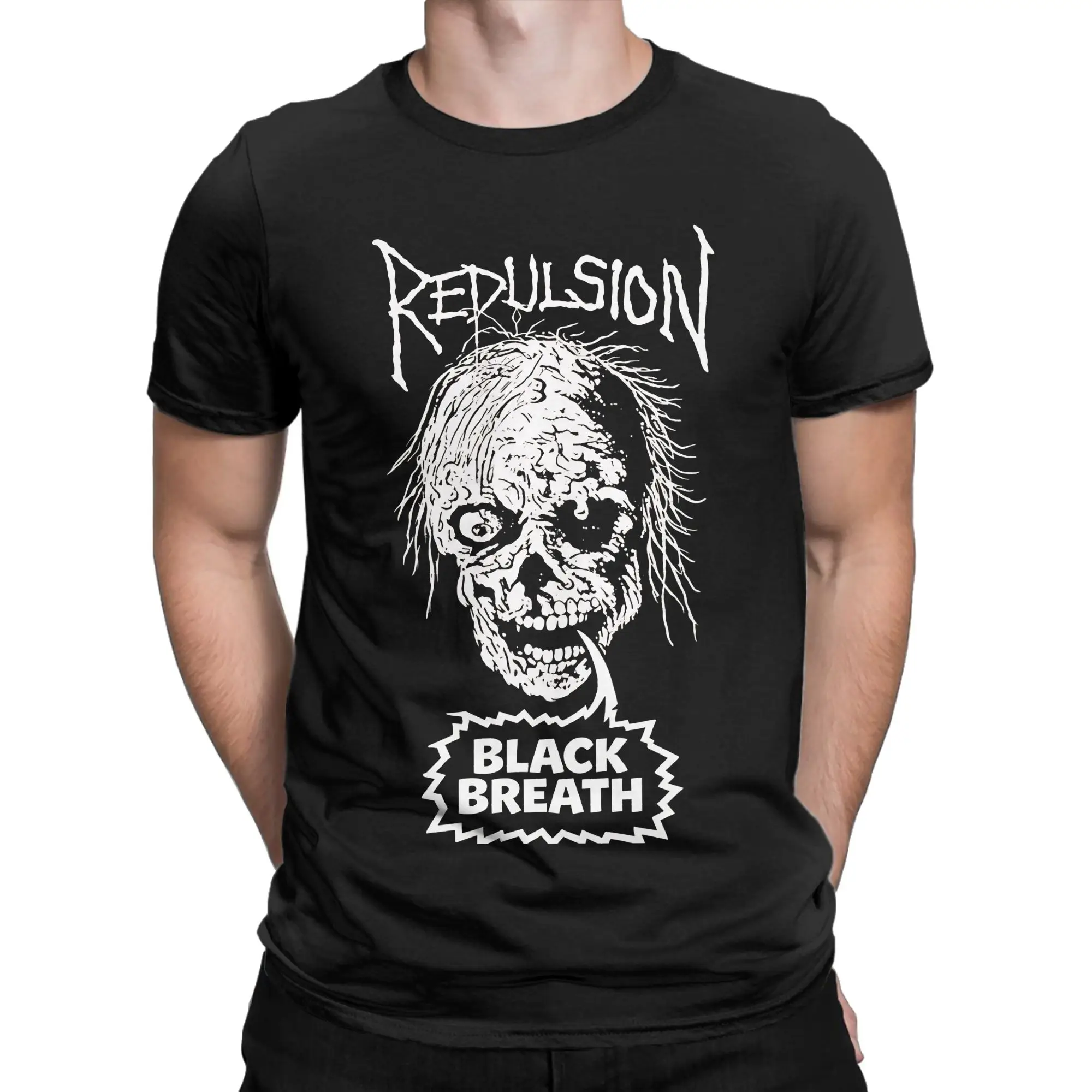 Repulsion Horrified Black Breath T-Shirt Summer  Hippie T-Shirts Cotton Round Neck Oversize Tees Short-Sleeved Vintage Tops