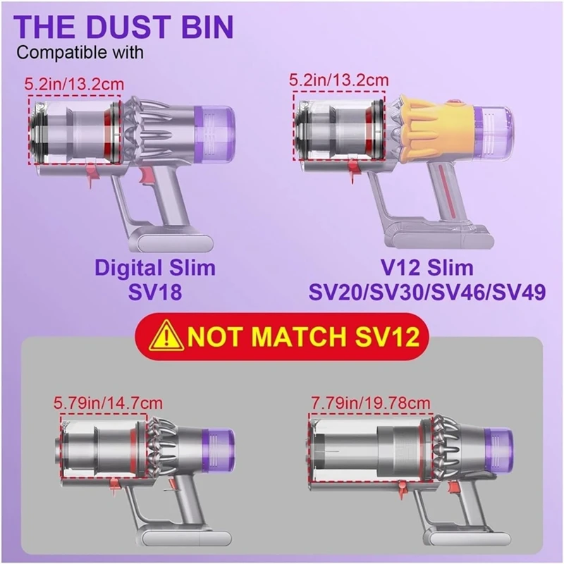 A03F Dust Bin Replacement For Dyson V12 V10SLIM SV18 SV20 Vacuum Canister Bucket with Hepa Filter