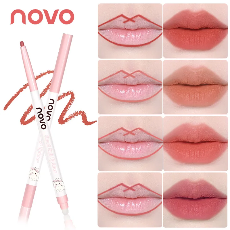 2 في 1 قلم تحديد الشفاه وفرشاة الشفاه ذات الأطراف المزدوجة، قلم تحديد شفاه غير لامع مقاوم للماء يدوم طويلاً، مقاوم للتلطخ، لا يبهت، سهل الاستخدام #1