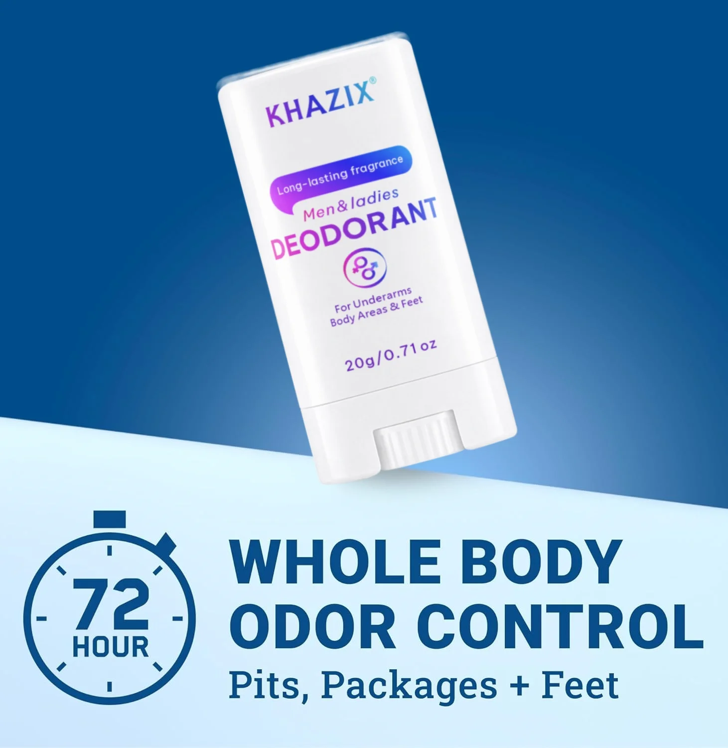 Long Lasting Body Deodorant Stick 20g Aluminum Free Invisible Solid 72H Odor Control Freshness for Daily Body Care