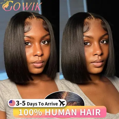 Glueless Straight Bob Wigs 5x5 Transparent HD Lace Frontal Wig 100% Human Hair Wig Natural Wave Short Bob Wigs For Black Women