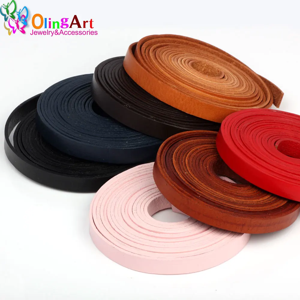 OlingArt 10*2mm 1Yard/Lot Multiple Colour Flat Leather Rope/Cords DIY Necklace Bracelet Earrings Choker Jewelry Making New view 3