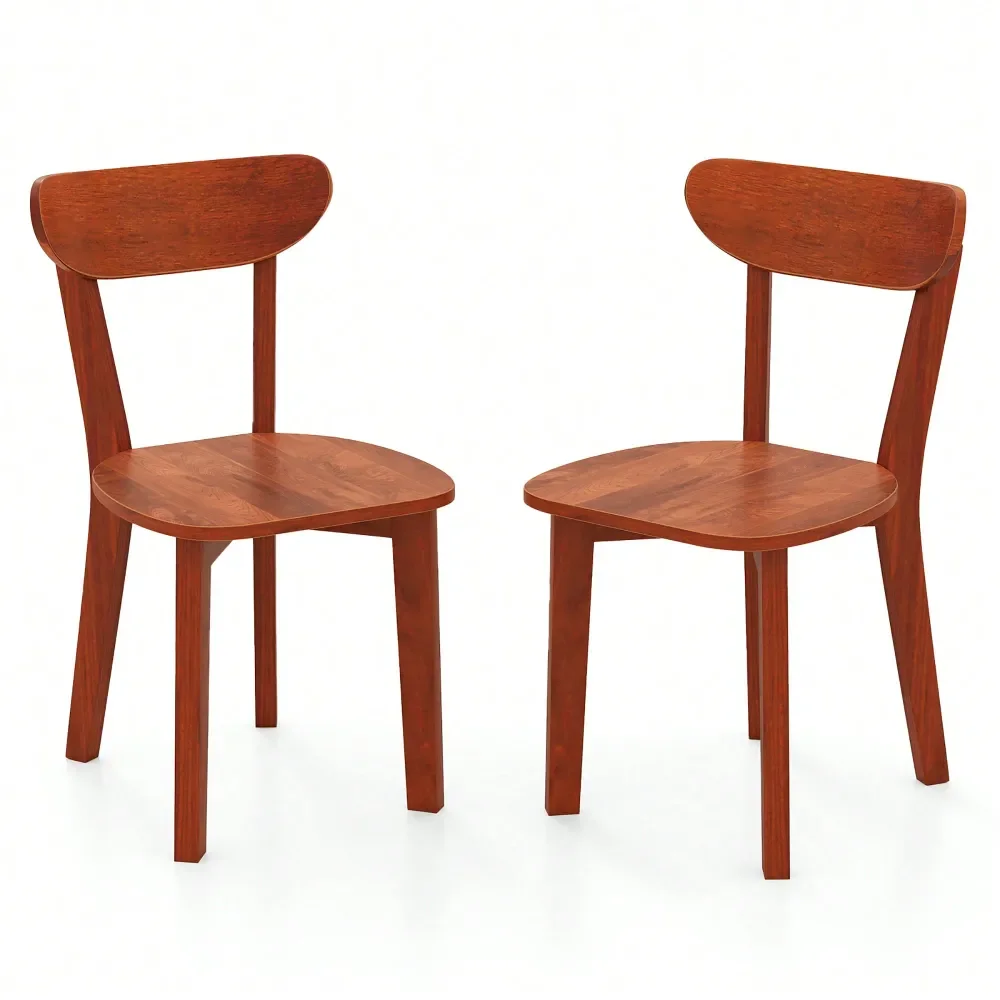 

Solid Wood Dining Chair Set Of 2 W Curved Backrest Rubber Wood Frame