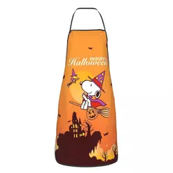 Custom Unisex S-Snoopys Anime Bib Apron Adult Women Men Chef Tablier Cuisine for Cooking Kitchen Halloween Bat Baking