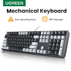 Tastiera meccanica UGREEN 108 tasti PBT tastiera cablata interruttore rosso russo/coreano/EN per Laptop Desktop Windows Mac OS Gaming