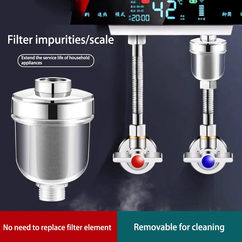 Household 316 Stainless Steel Water Pre‑filter Reusable Filter Screen Anti‑scale Water Purifier For Water Heater