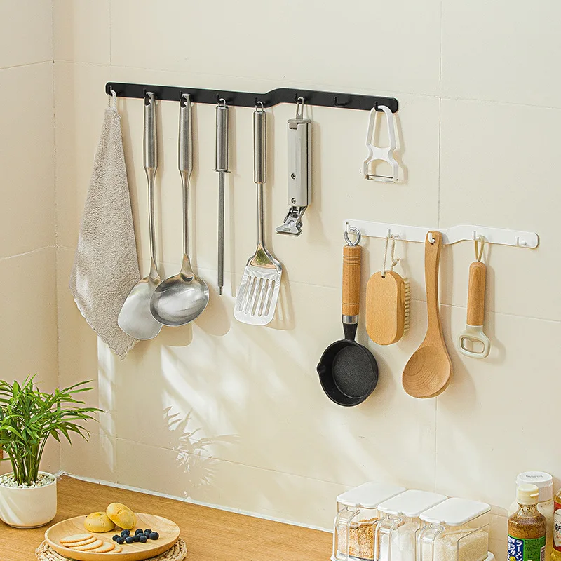 

Wall Hanging Hook Storage Rack 6 and 8 Hooks Bathroom Kitchen Utensil Towel Clothing Hanging for Wall Multifunctional Door Hook