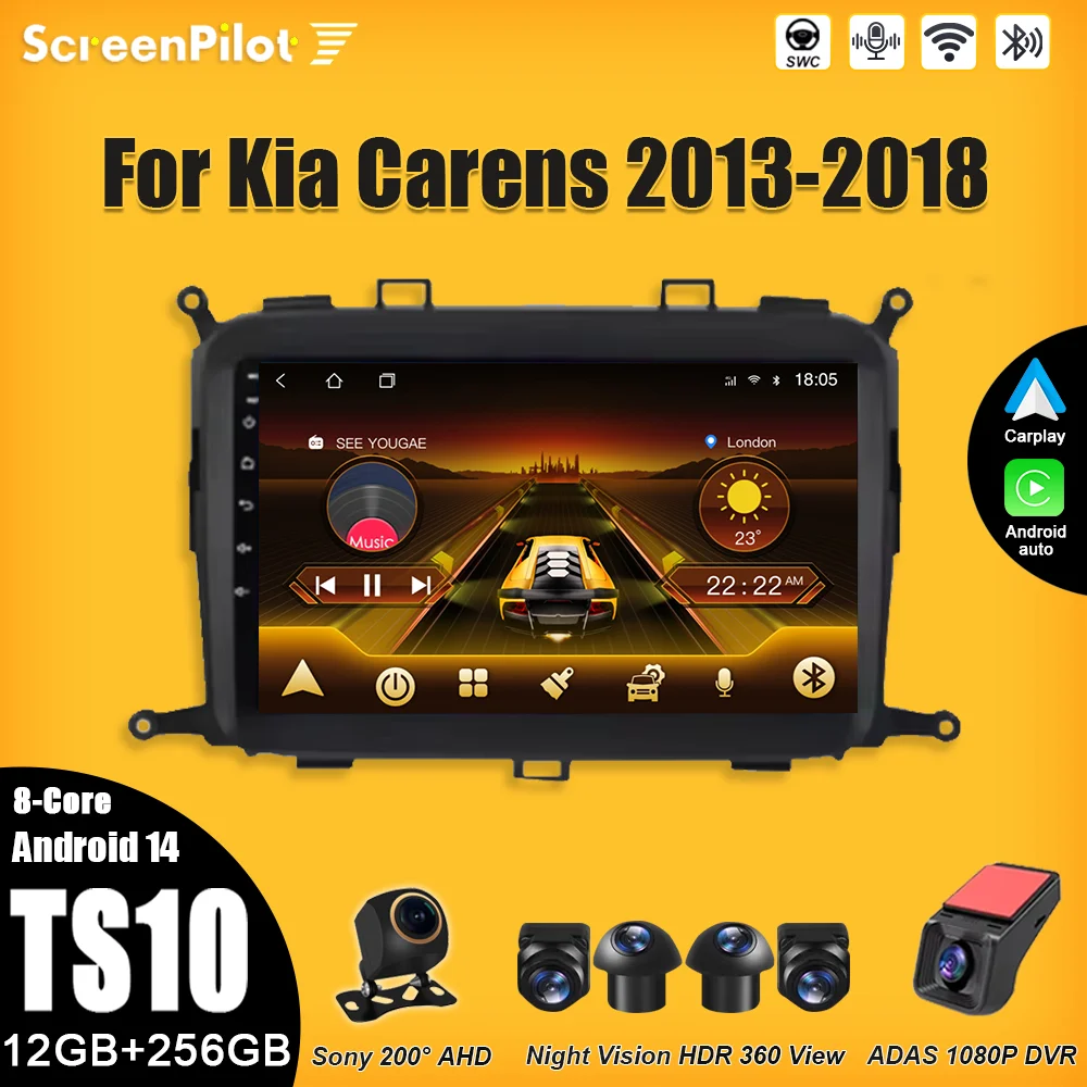 For Kia Carens 20132014-2017 2018 Android 16 Car Radio Multimedia Video Player Carplay Intelligent System Bluetooth Touch Screen