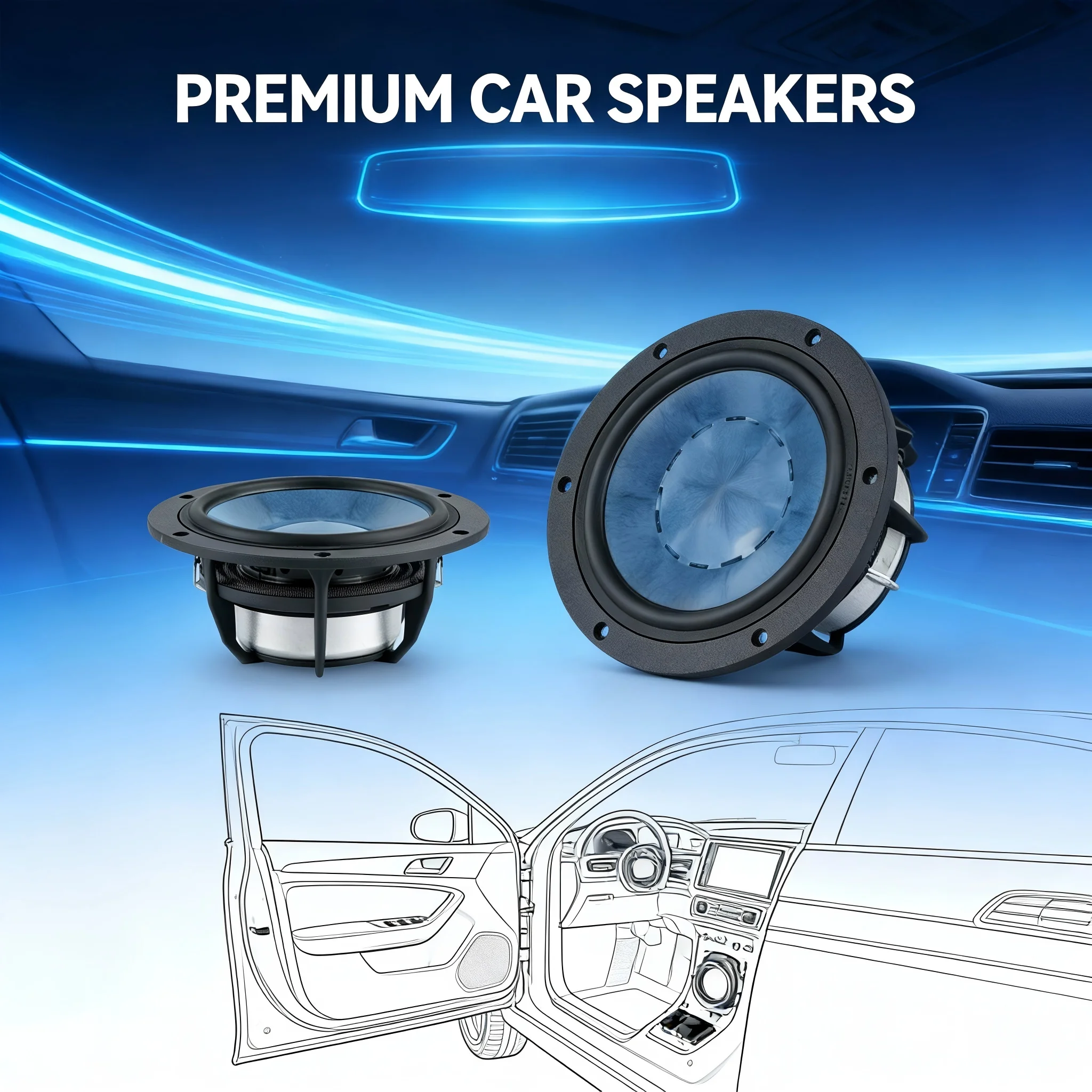 Xuming Factory Direct Wholesale Universal UNC Subwoofer Car Audio 50w/100w Plastic Upgrade Modified Speaker-175 6.5 Inch