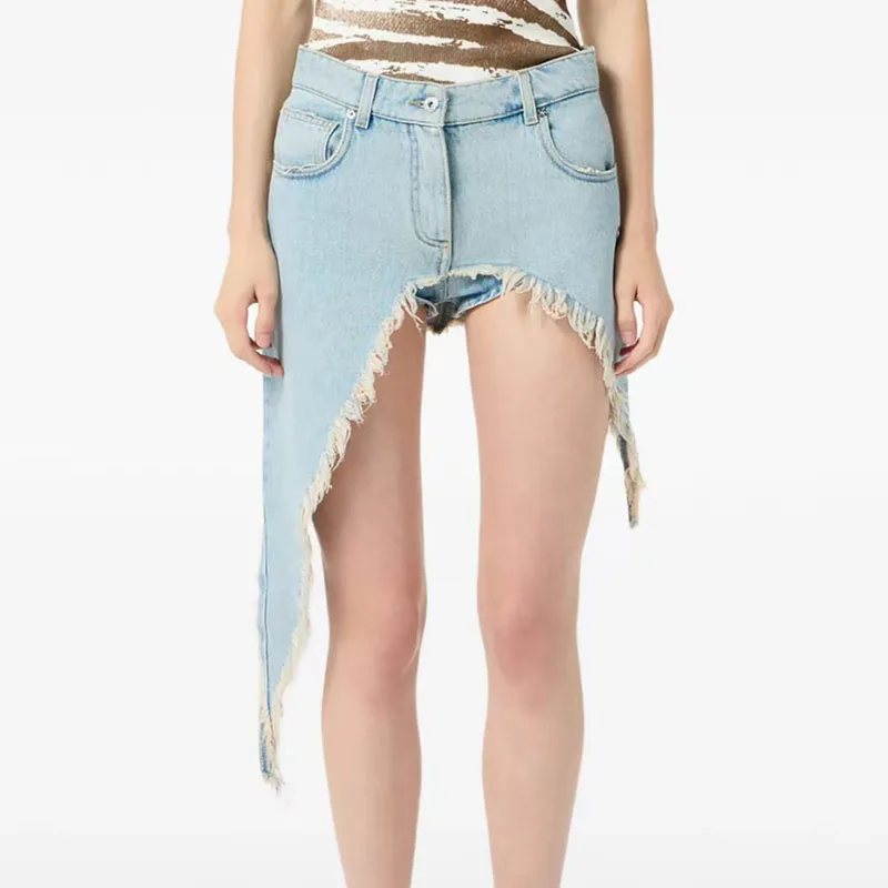 2026 Spring/Summer New Collection - Women's Asymmetric Haircut Denim Shorts - Hot and Sexy High-Waisted Slimming Vintage Shorts