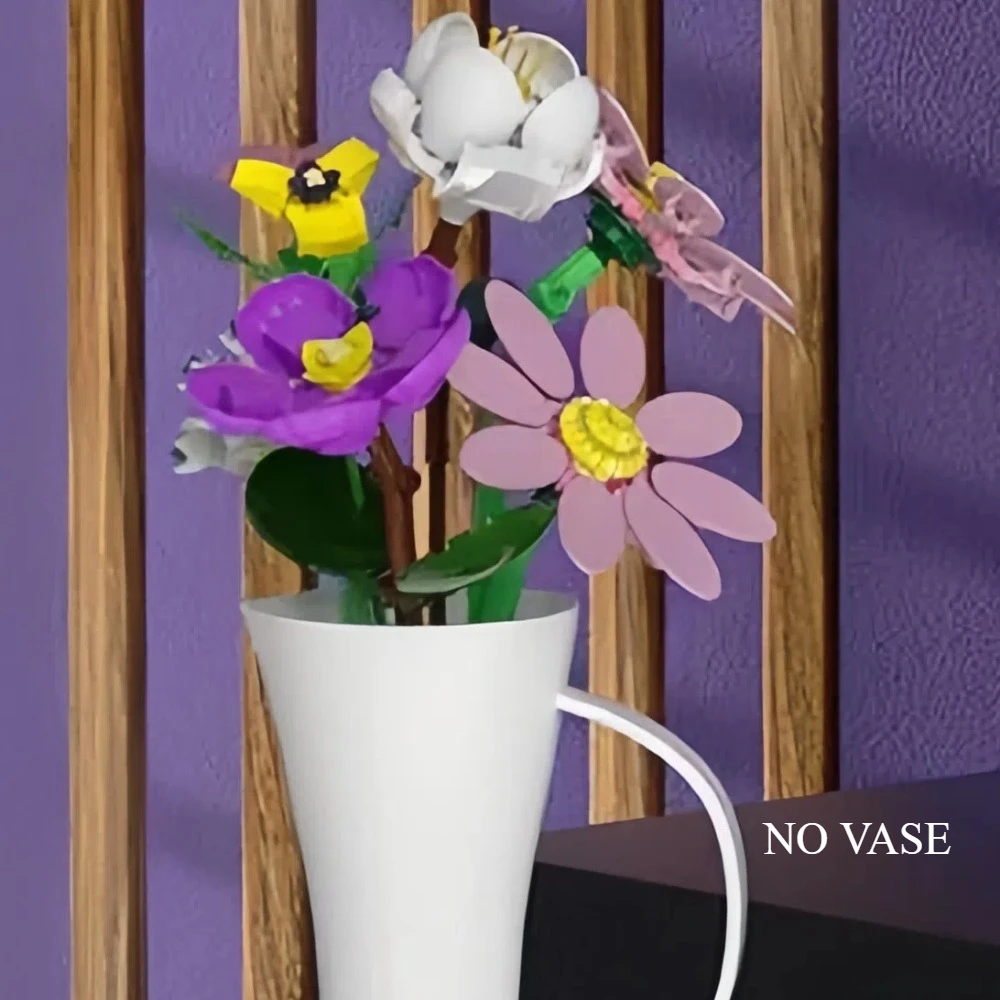 MOC Violet Cosmos Bloemboeket Bouwstenen Thuis Tafelornamenten Romantische Speelgoedbeeldjes Ambachtelijke Bruiloft Valentijnsdag Geschenken