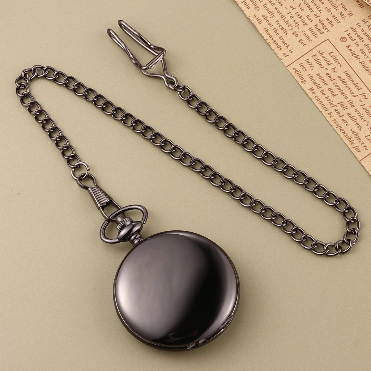 

Two-sided Light Pocket Watch Classic Quartz Retro Black High Quality Durable Vintage Design Long Chain Men Watches Clothing