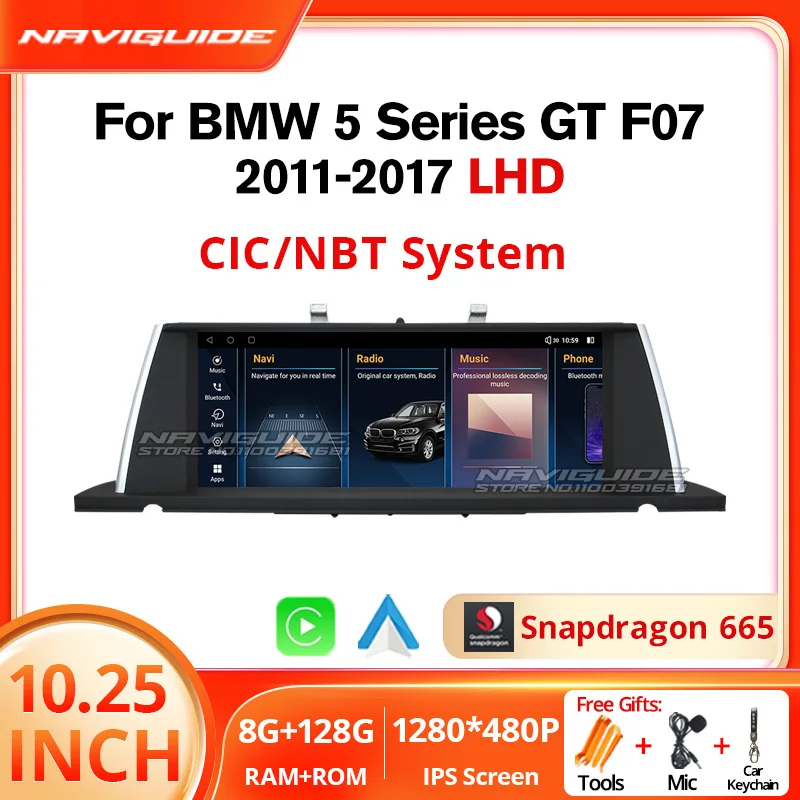 

NAVIGUIDE 10.25'' Carplay Auto For BMW 5 Series GT F07 2011-2017 CIC NBT System 1280*480P Car Radio Multimedia Player Bluetooth