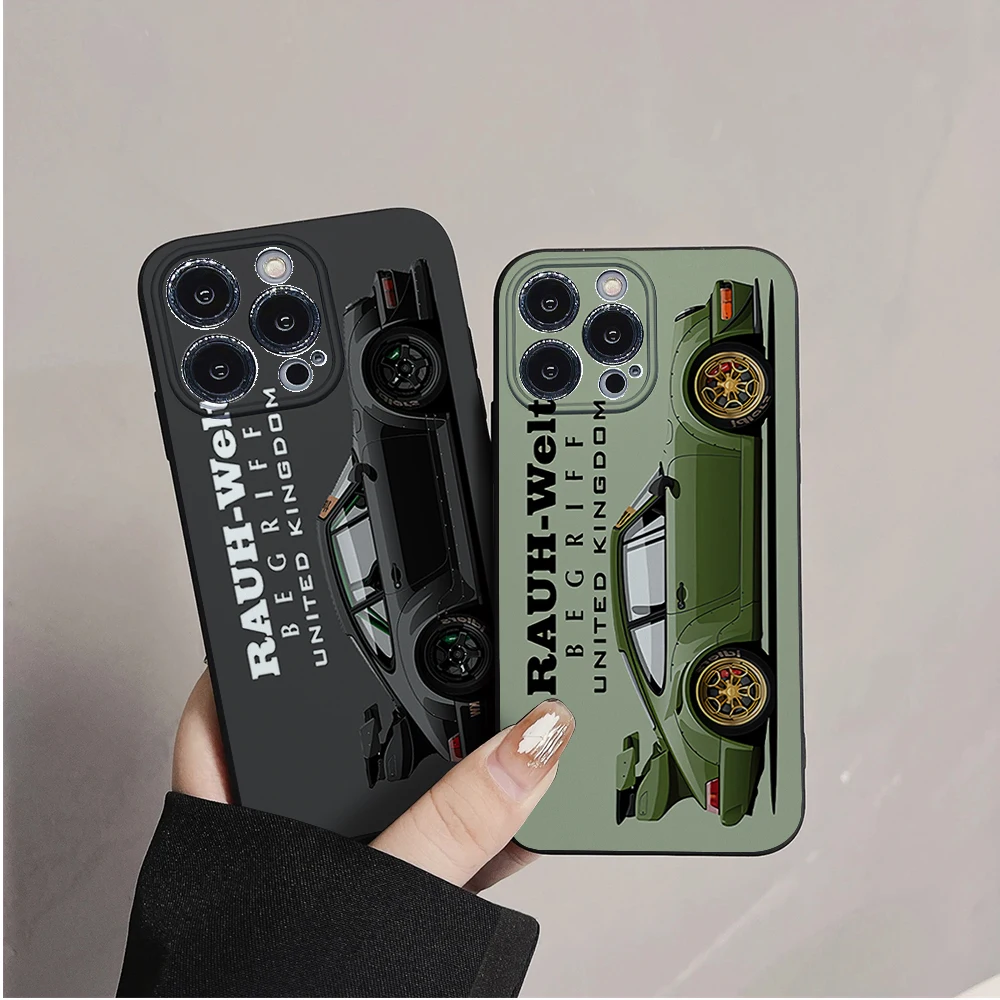 Japan Sports Car Jdm RWB 911 964 933 Painted Phone Case For IPhone 11 12 13 14 15 16 Mini Plus Pro Max Silicon Black Soft TPU Co