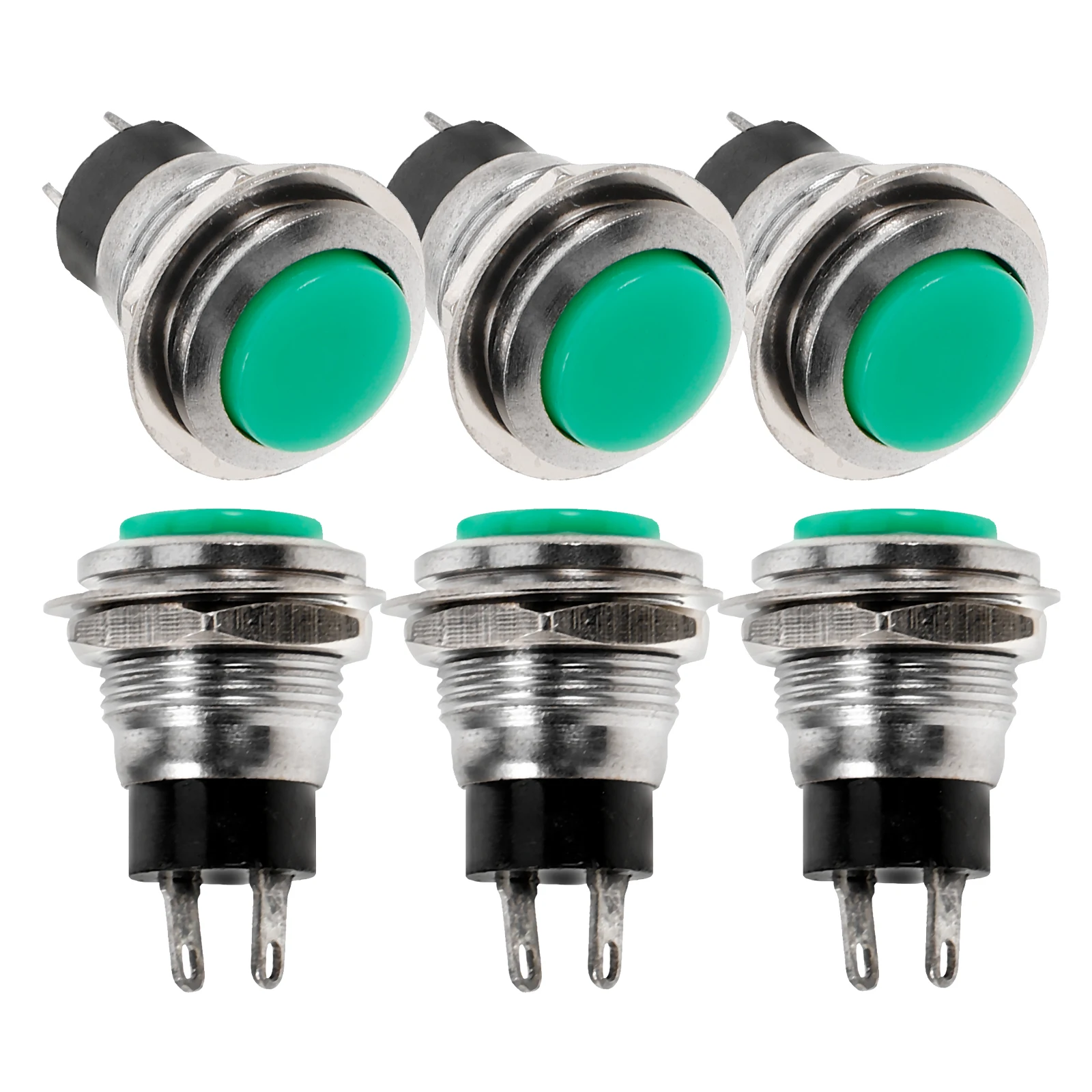 

6pcs Pin 2 Pin Self Automotive Reset Button Reliable Automotive Electrical Push Momentary Button