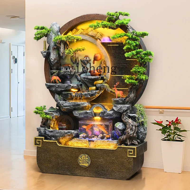 

L7- lucky cornucopia water curtain wall running water screen ornament living room fish tank landscaping rockery fountain