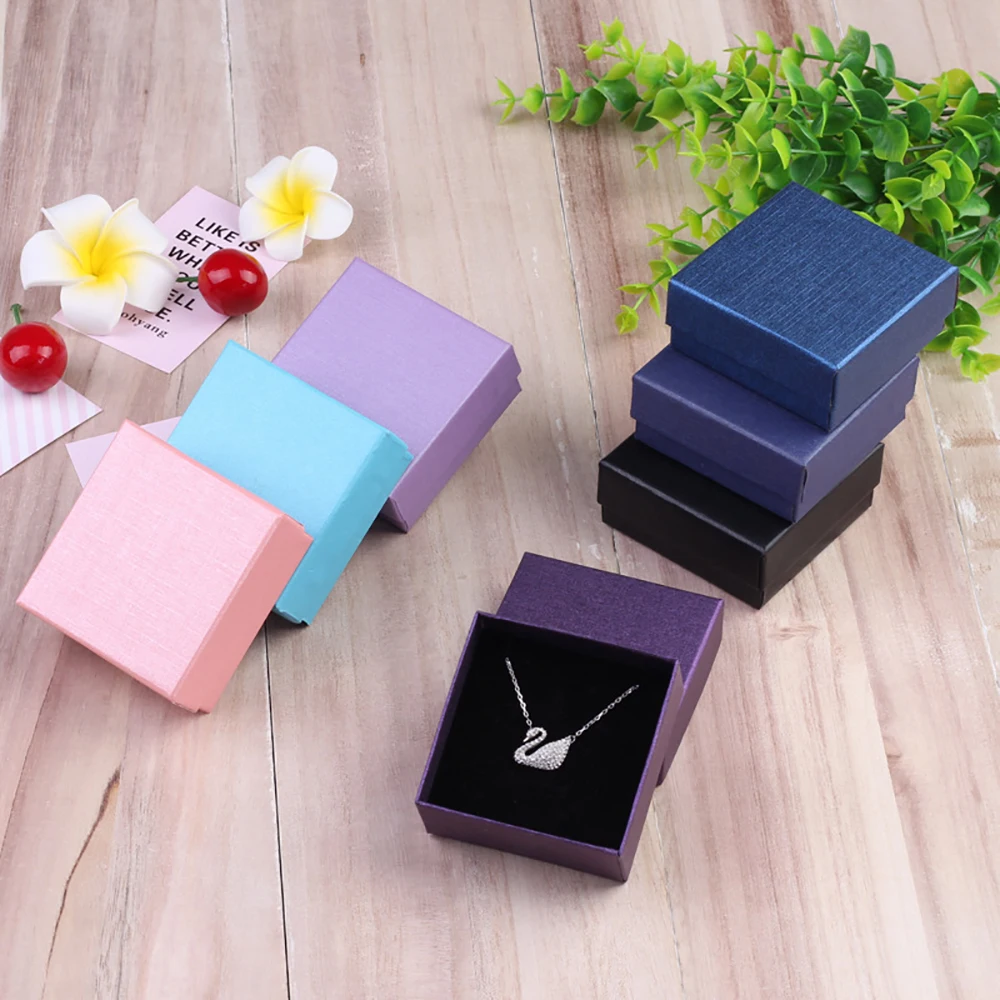 20pc Simple Luxury Black Paper Jewellery Display Case Set