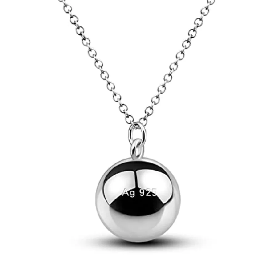 

Dankadi 925 Sterling Silver Harmony Ball Necklace Brilliant Chime Bola 20MM Pendant Choker 18 20 22 24 26 Beads O-Chain Women J