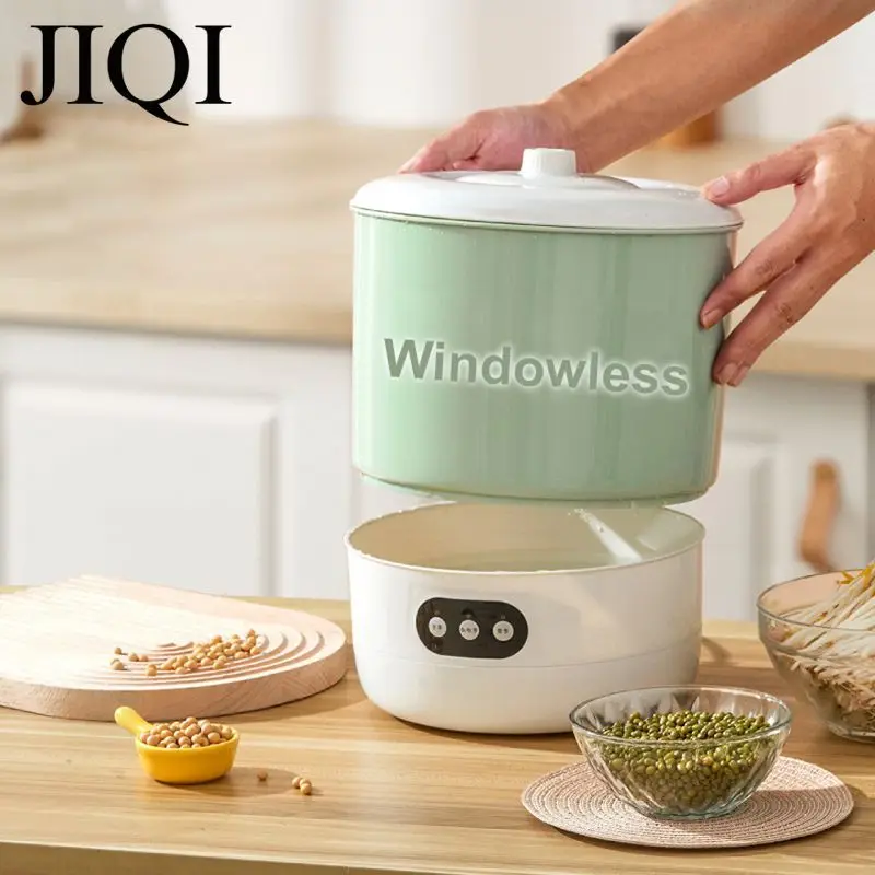 2 layer Thermostatic Bean Sprouts Maker with Pressure Plate Automatic Water Circulation bean soaking Sprouting Shaded Incubator