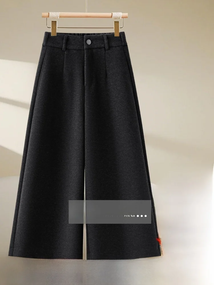 Bla High Waist Drapey Thi Warm Straight Leg Pants Women's Wide Leg Trousers Commute Sle Pure Color Korean Version