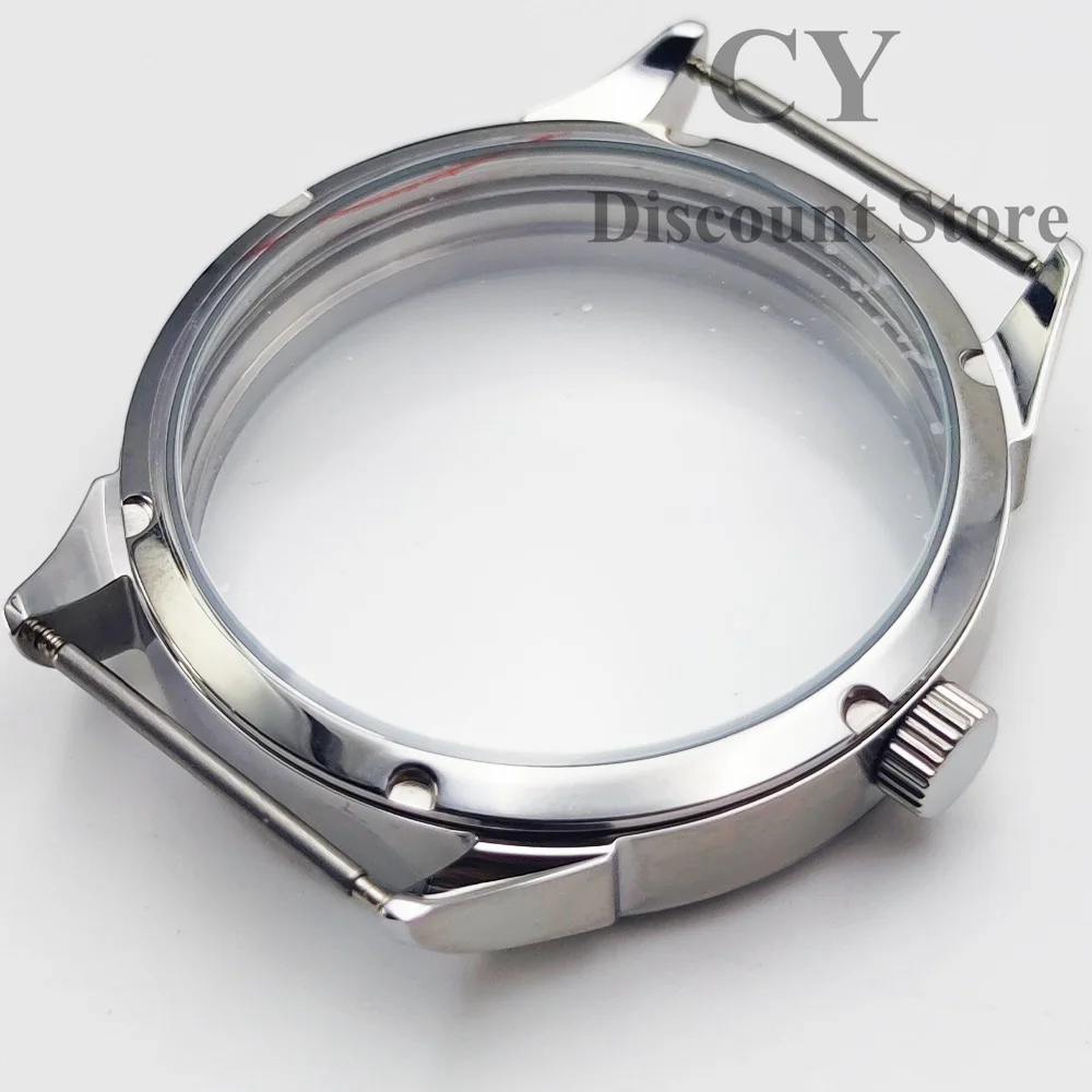 ETA6497 Watch Case 42mm Silver Stainless Steel Watch Case fit ETA6497 6498 Seagull ST3600 ST3620 ST36 Movement