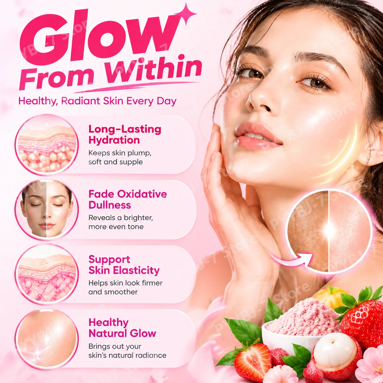 Beauty Milk Collagen Glow Powder Fade Oxidative Dullness & Uneven Tone, Lock in Long-Lasting Skin Hydration Collagen Drink 180g
