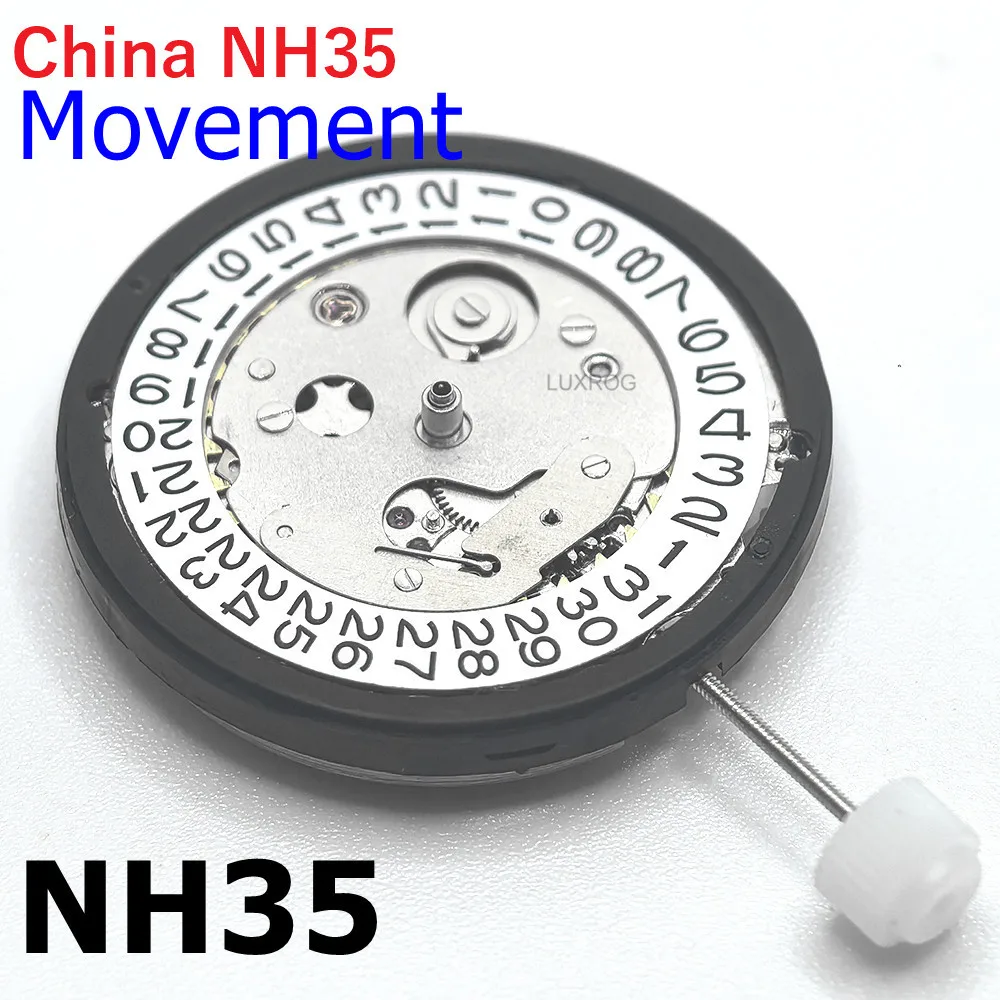 حركة NH35 الصينية يمكن أن تحل محل حركة NH35 اليابانية عند الساعة 3 تاريخ أبيض عالي الدقة ميكانيكي أوتوماتيكي NH35A