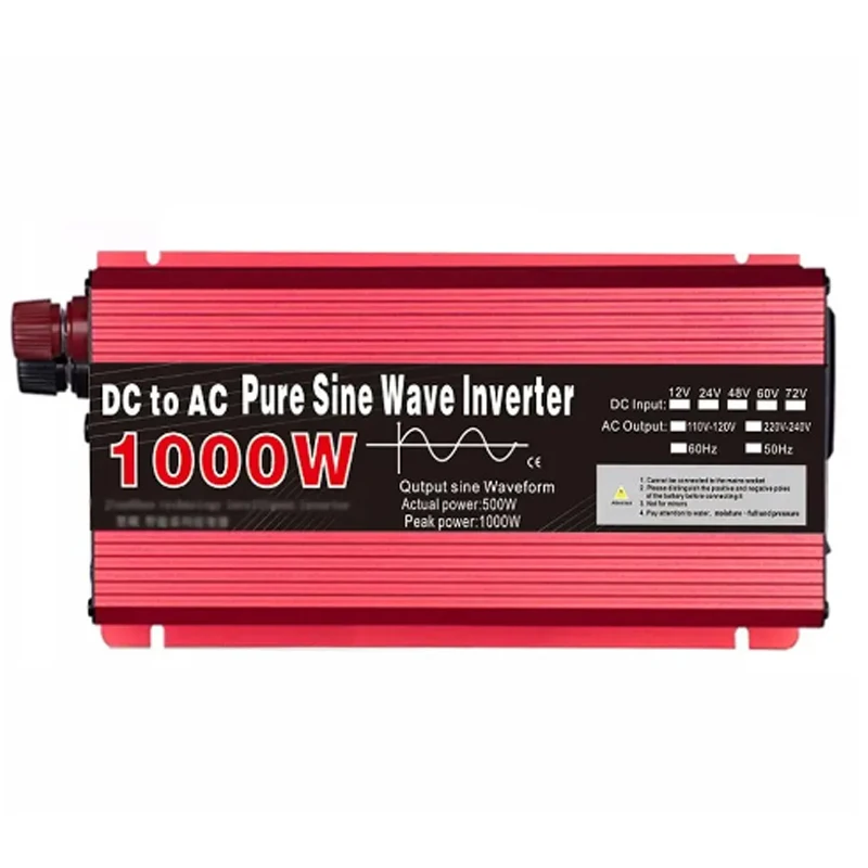 Pure Sine Wave Inverter DC 12V/24V To AC 220V 1000W Portable Power Bank Converter Solar Inverter