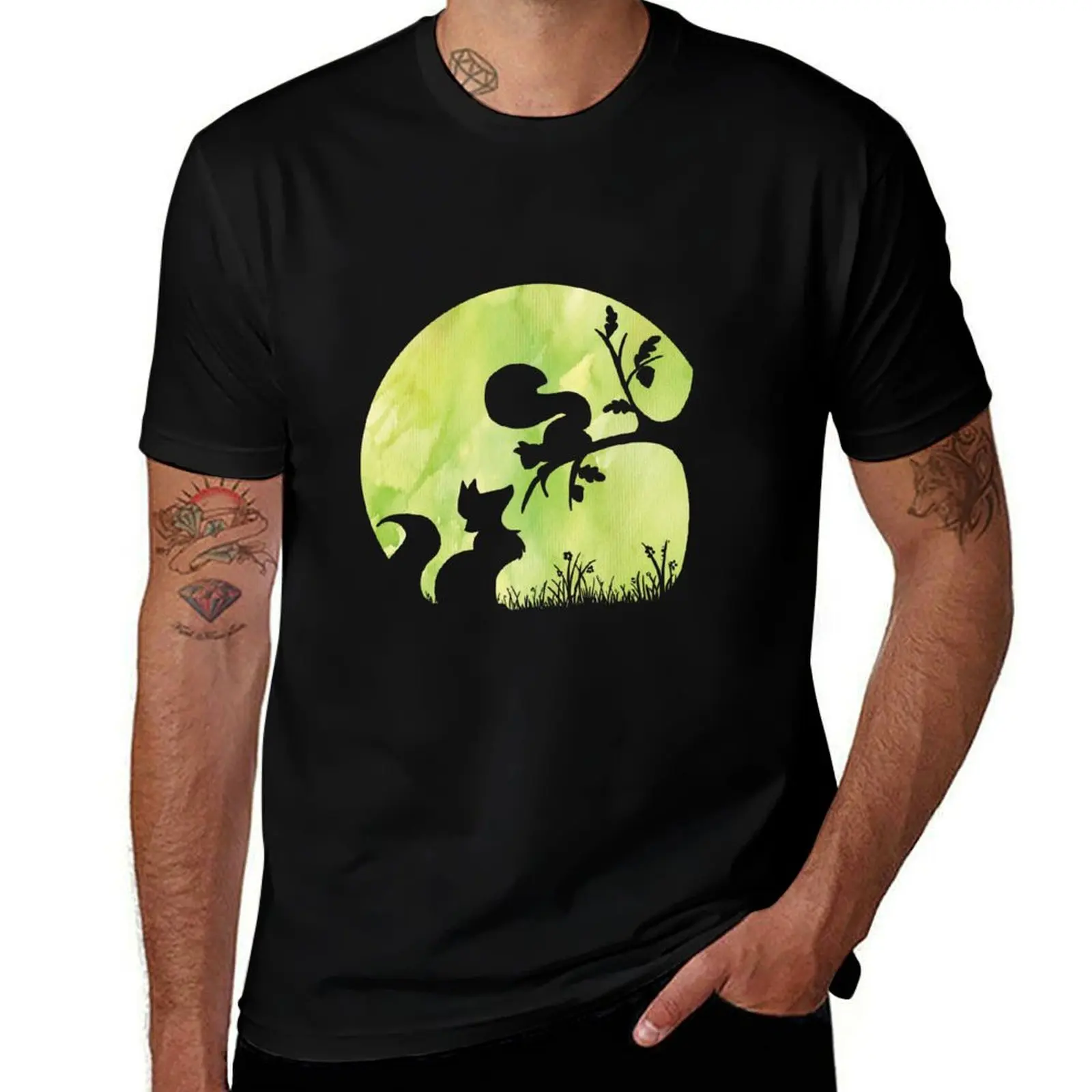 Woodland Shadows - Fox and Squirrel:Spring T-Shirt man t shirts high quality luxury brand T-Shirt