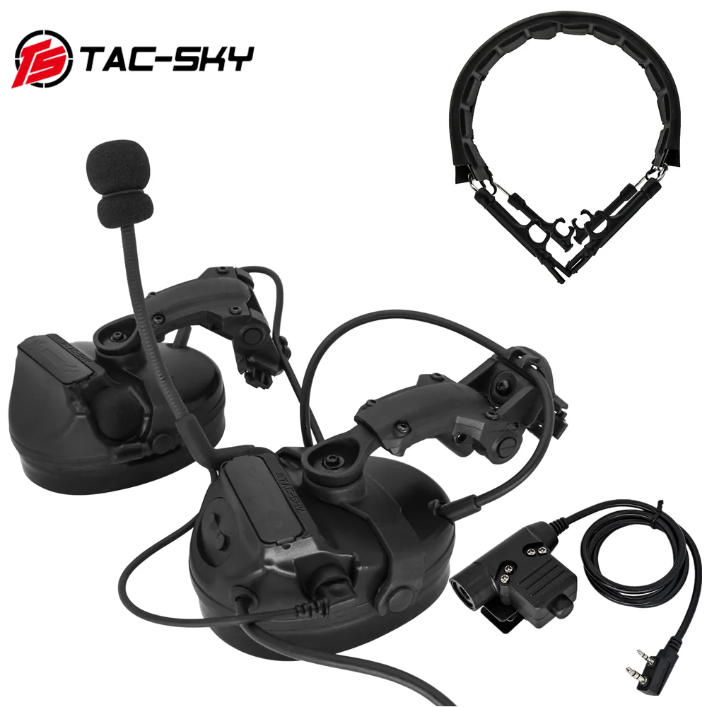 TAC-SKY Tactical Helmet COMTAC III Headset With ARC Rail Adapter & U94 PTT For Baofeng UV5R Walkie Talkie For Hunting Shooting