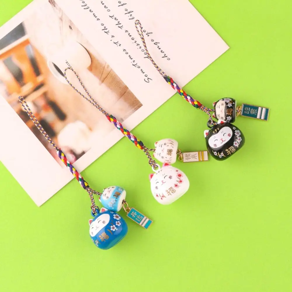 Bell Pendant Maneki Neko Key Chain Alloy Ornament Lucky Cat Pendant Bag Decoration Backpack Charms Lucky Cat Phone Strap Gift