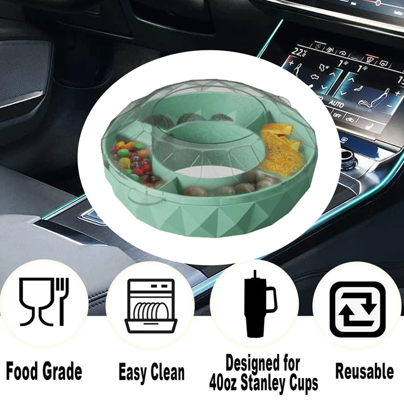 Filles à collation réutilisable pour Stanley, tasse avec poignée, 4 compartiments, document crème, 40oz