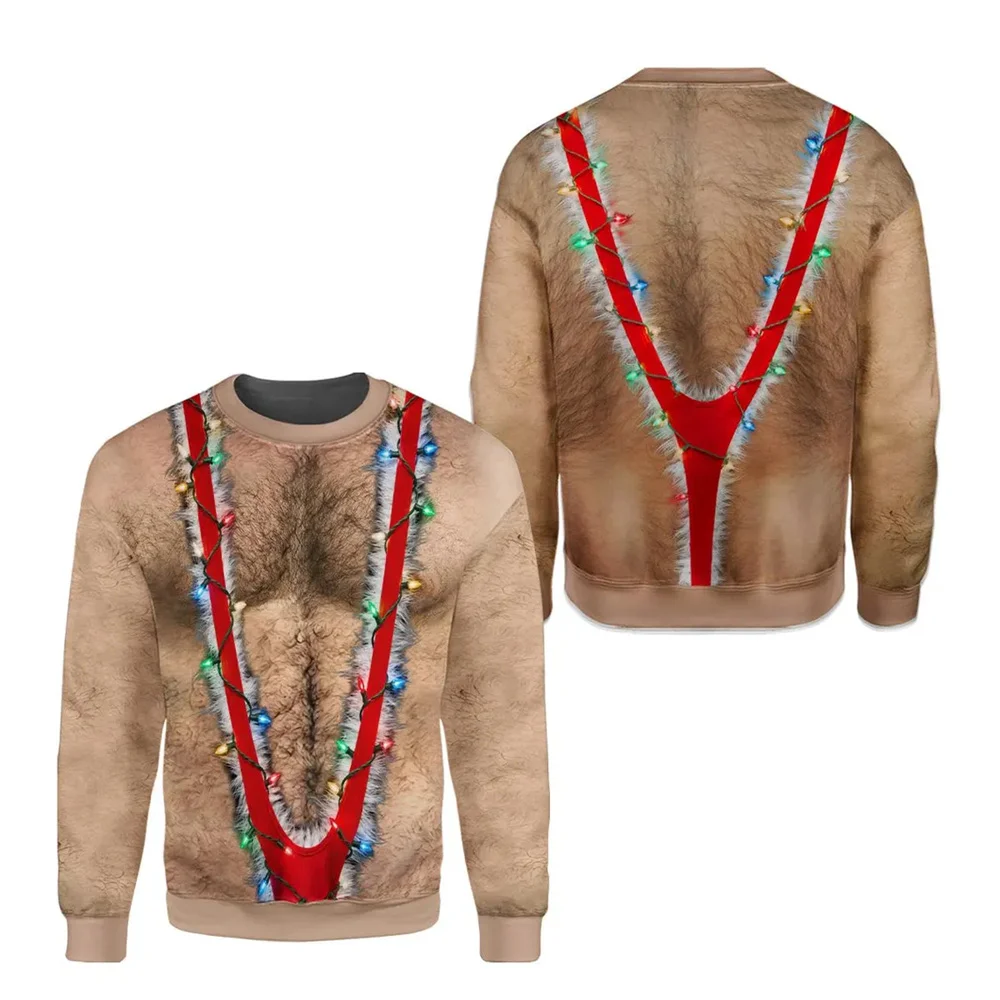 3D-Druck Fake-Muskel-Haut-Humor-Cosplay-Hässliches Sweatshirt für Herren, Frohe Weihnachten, Persönlichkeit, Party, Neuartiger Pullover, lustiges Geschenk – Detail 3