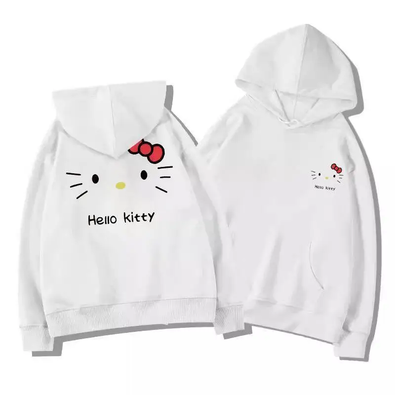 سانريو مرحبا كيتي امرأة قمصان سويت شيرت بقلنسوة Cuteore الكرتون طالب الخريف فضفاضة طويلة الأكمام بلايز امرأة ملابس خارجية جديد
