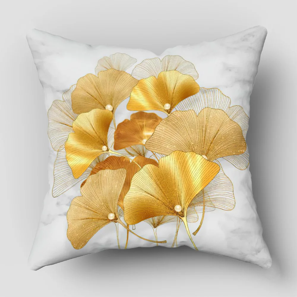 1pc Ginkgo Leaves Printed Pillowcase Soft and Cozy Pillow Cover 45X45cm One Sides