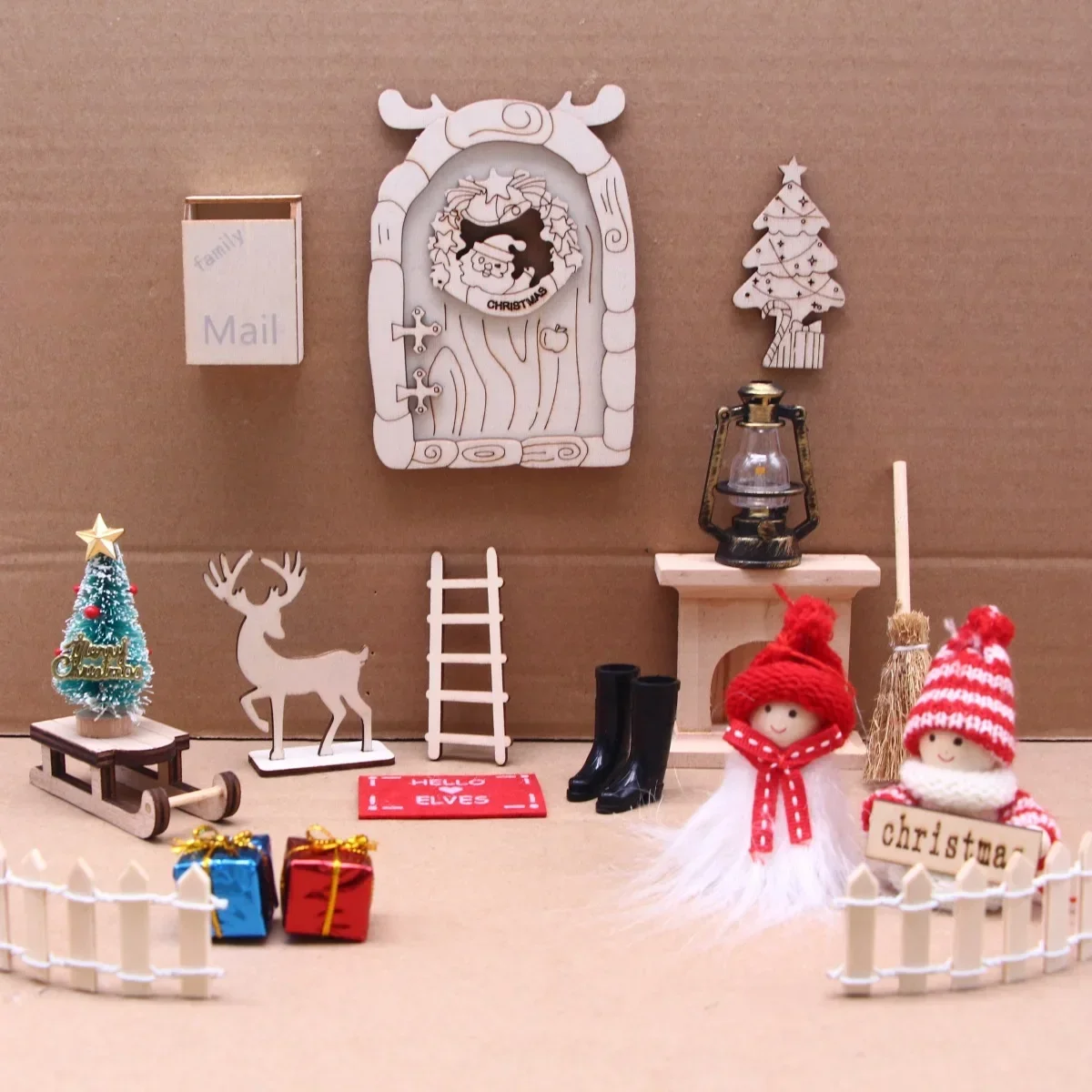 Dollhouse Mini House Elf Door New Diy Miniature Dollhouse Christmas Decoration Mini Fairy Wooden Door Dollhouse Accessories