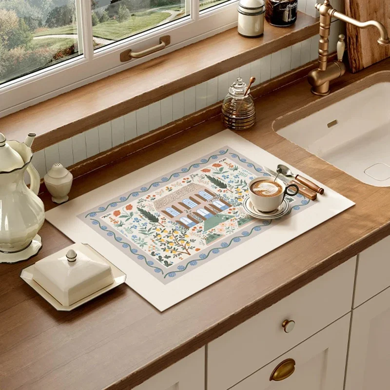 

Diatom Mud Drying Mat for Kitchen, Absorbent Non-slip Pad, Modern Table Cloth, Coffee Machine Tablecloth, Home Decor