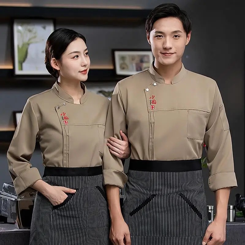 Chef Overalls Long Men and Women Hotel Dining Restaurant Kitchen Cake Baker Clothes Short Sleeve Summer