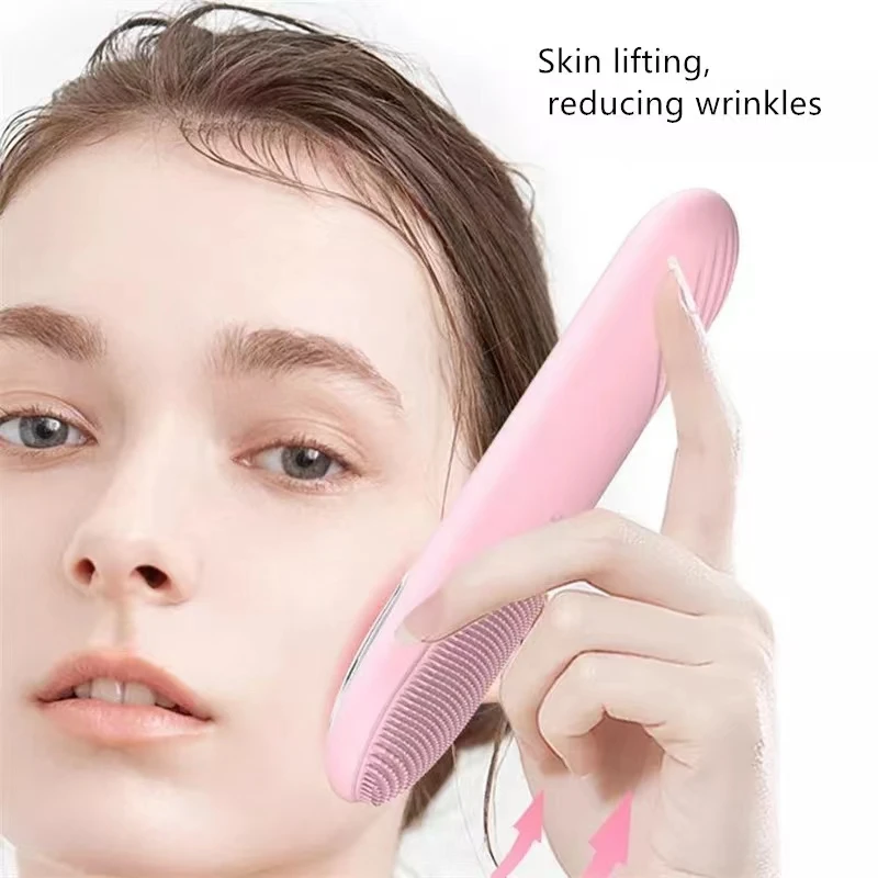Warme Elektrische Gezichtsreiniger Borstel Thuisgebruik Gezichtshuid Aanscherping Diepe Reiniging Siliconen Gezichtsborstel