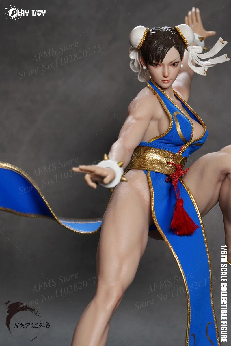 Figura colecionável em escala 1/6, chun li, deusa de combate clássica, corpo de silicone de grau muscular médico, 12 '', ação de soldado feminino