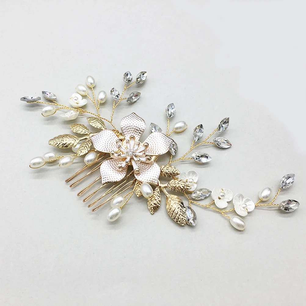 

1 шт., расческа для волос с цветочным жемчугом и стразами, свадебные аксессуары для волос, золотая расческа для невесты, подружек невесты, выпускной вечер, специальный