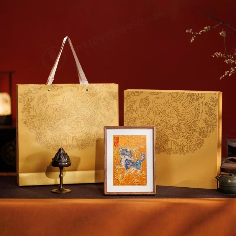 New Chinese Style Pixiu Figurine Fortune Ornament Desktop Decor with Gift Box for Gifting