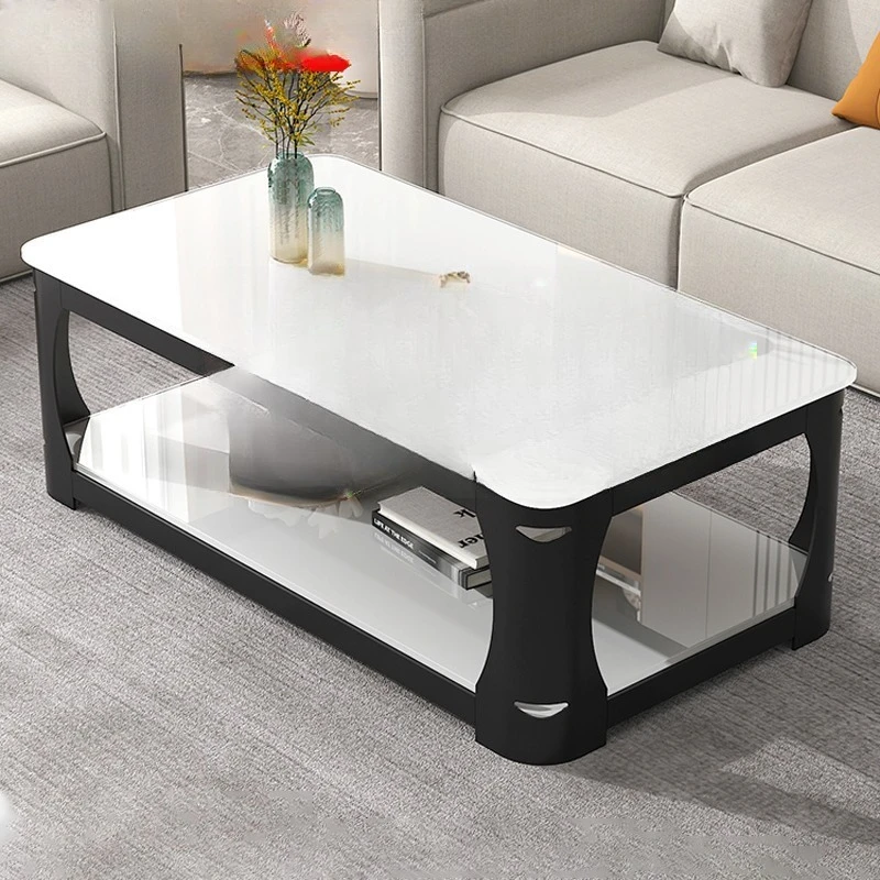 

Coffee table living room new home imitation marble small apartment rectangular tempered glass tea table office