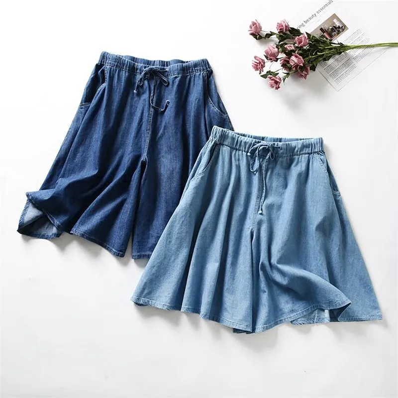 New Arrival Jeans Summer 2026 Women Casual Elastic Waist Loose Solid Denim Shorts Denim skirt vestidos de mujer robe longue