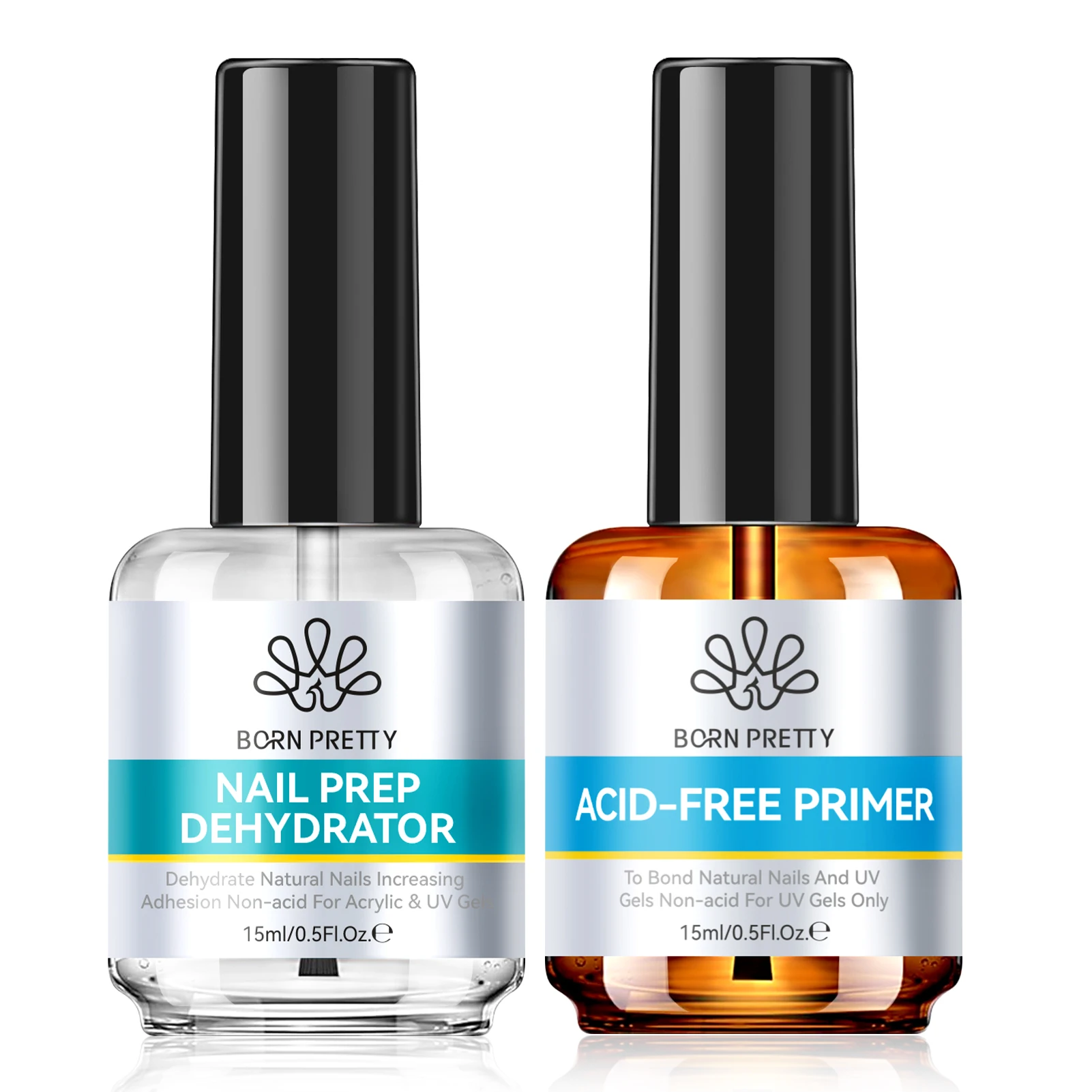 BORN PRETTY 15ml Nail Prep Dehydrator Kit Gel Nail Poish Set Acid Free Nail Natural Nail Prep Dehydrate Air Dry