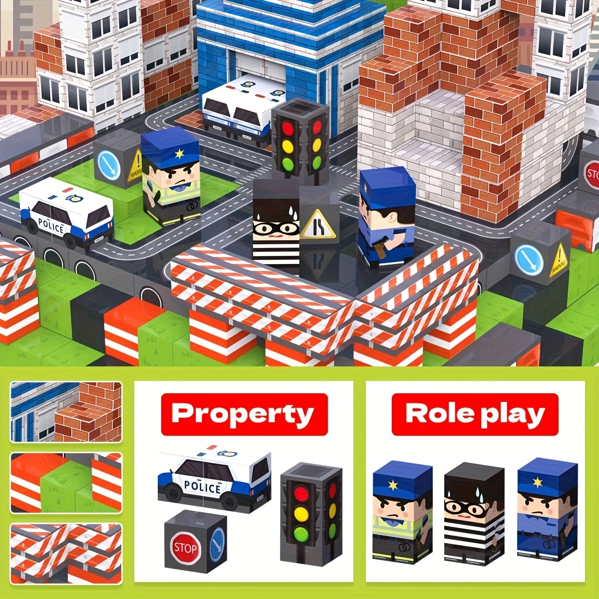2cm-Magnetic Police Station Sensory Magnetic Toys for Kids, Classroom Must Haves Construction Toys, Christmas, Halloween Gift