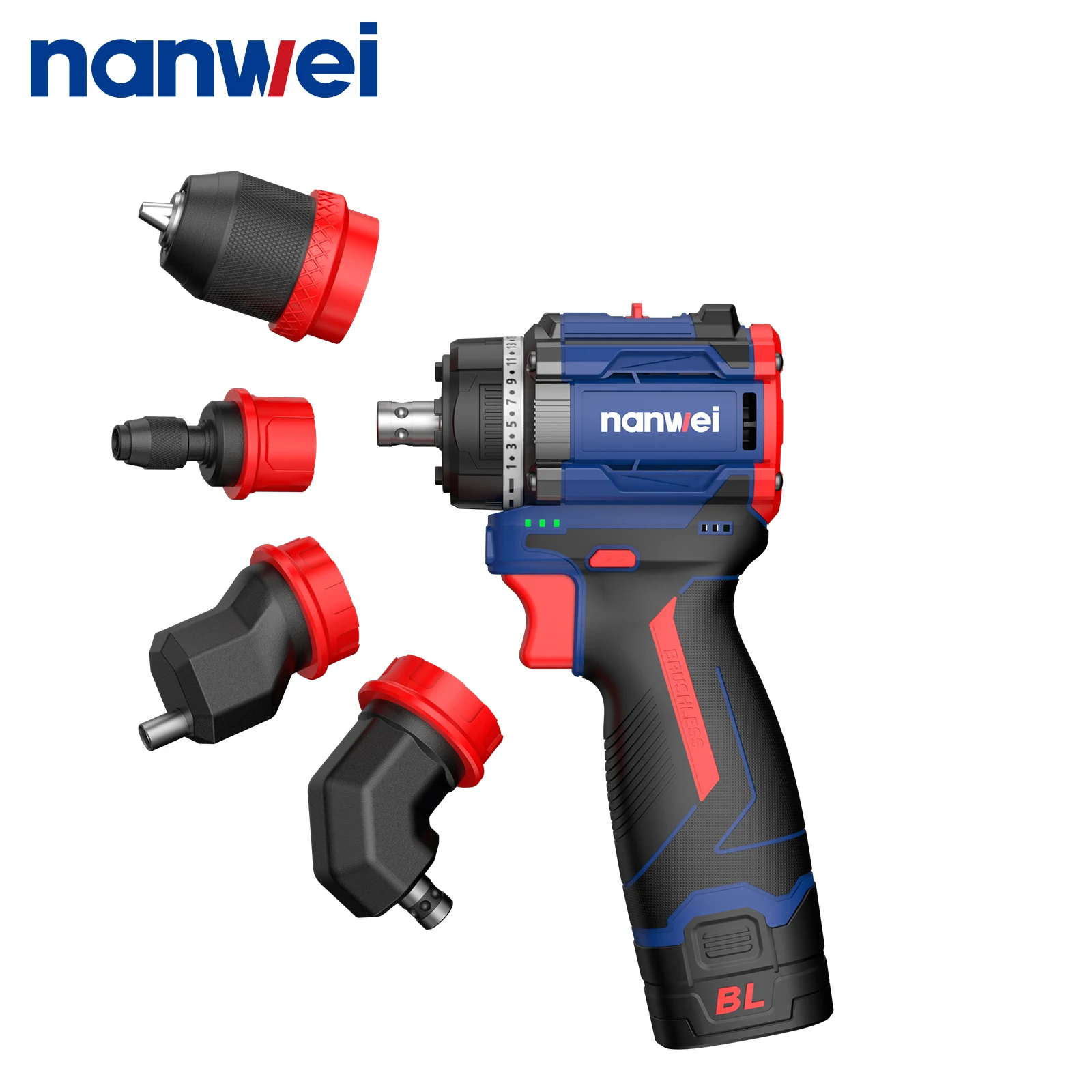 NANWEI 45NM Ricaricabile Cordless 16V Motore Brushless Trapano Multi-Bit Fai da Te Uso Domestico Trapano Multifunzione per la Decorazione Domestica