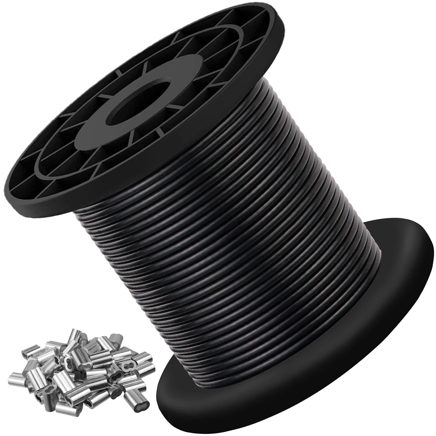 304 Stainless Steel 2mm Wire Rope Cable with Black PVC Coating on the Surface - Used for String Lights and Clotheslines