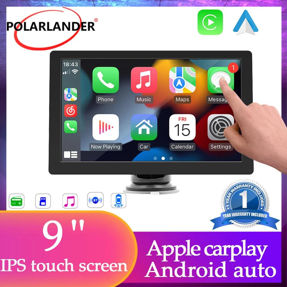 Touch Screen Display, Car Stereo Bluetooth ​Portable Apple Carplay Screen Dash Mount Wireless Car Play Display Screen,9